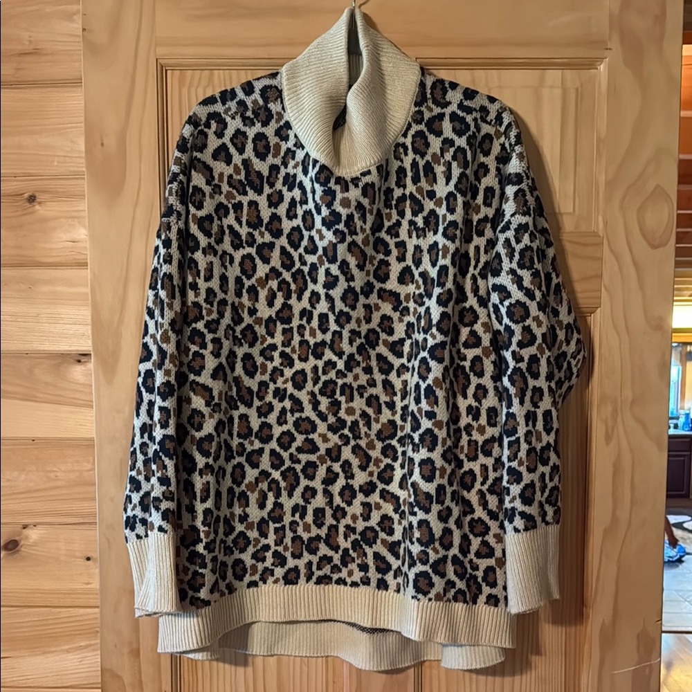 Crown & Ivy leopard turtleneck sweater